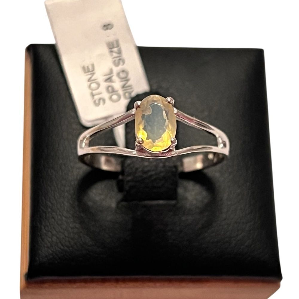 Elegant Artisan Sterling Silver Faceted Opal Ring Size 8